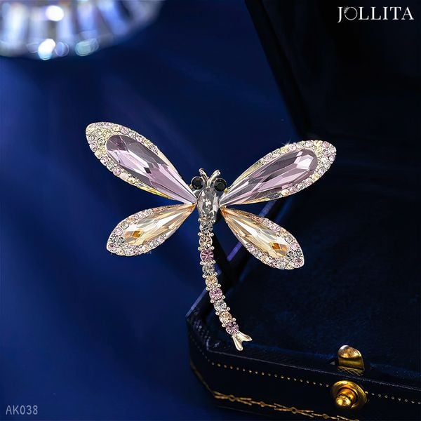  Trâm cài áo chuồn chuồn đính đá tím quý phái 