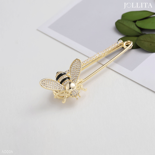  Ghim cài áo Ong đính ngọc trai cá tính 