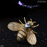  Trâm cài áo Ong vàng đính ngọc trai xám sang trọng 