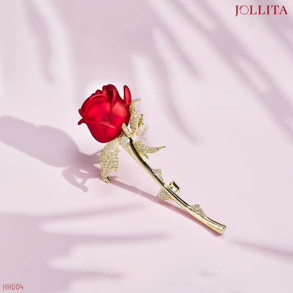  Trâm cài áo vest hoa hồng dát đá cao cấp 