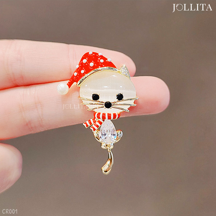  Ghim cài áo mèo đá noel cao cấp 