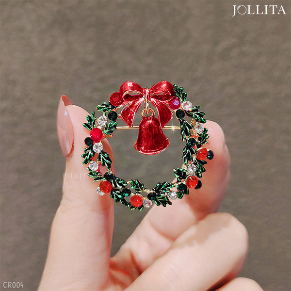  Ghim cài áo vòng nguyệt quế Noel sang trọng 