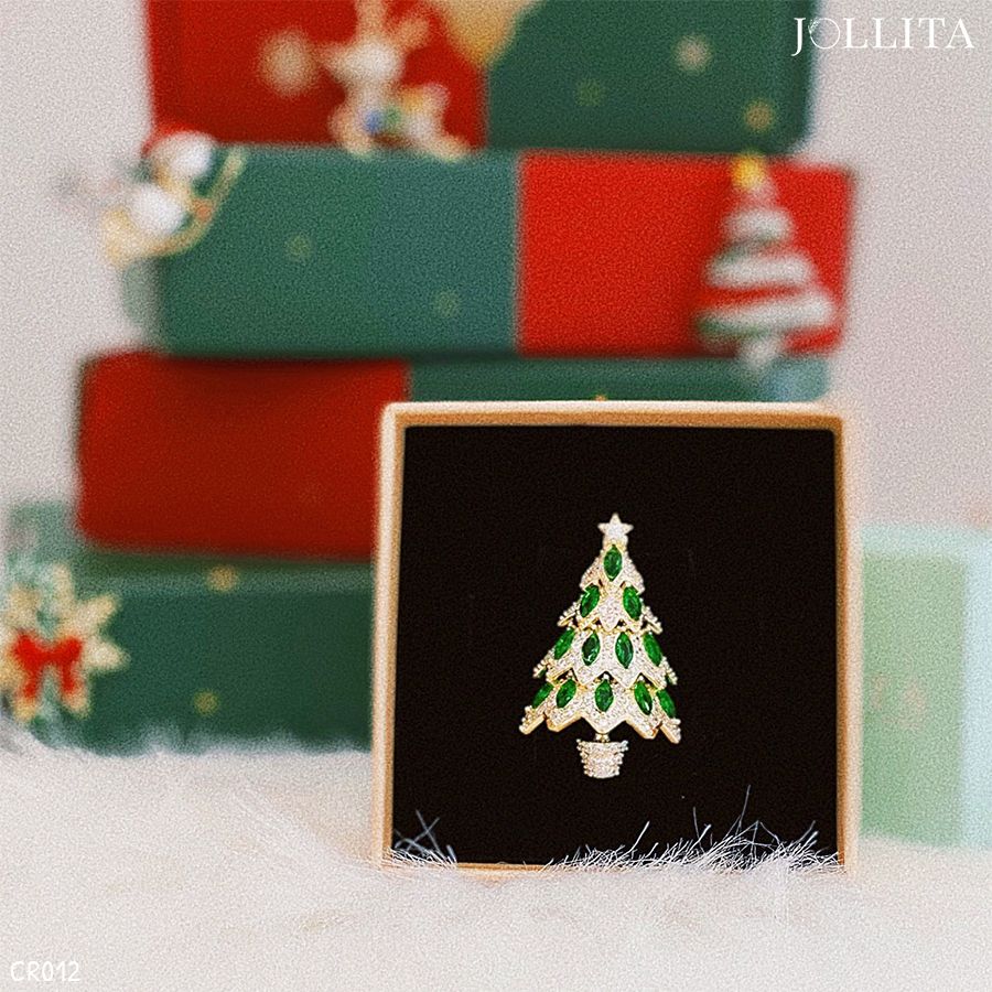  Ghim cài cây thông Noel đính đá sắc màu thanh lịch 