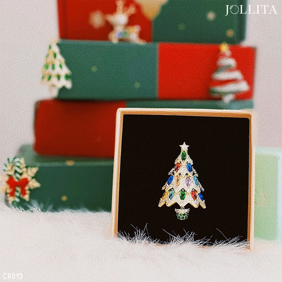 Ghim cài áo cây thông Noel đính đá sắc màu tinh tế 