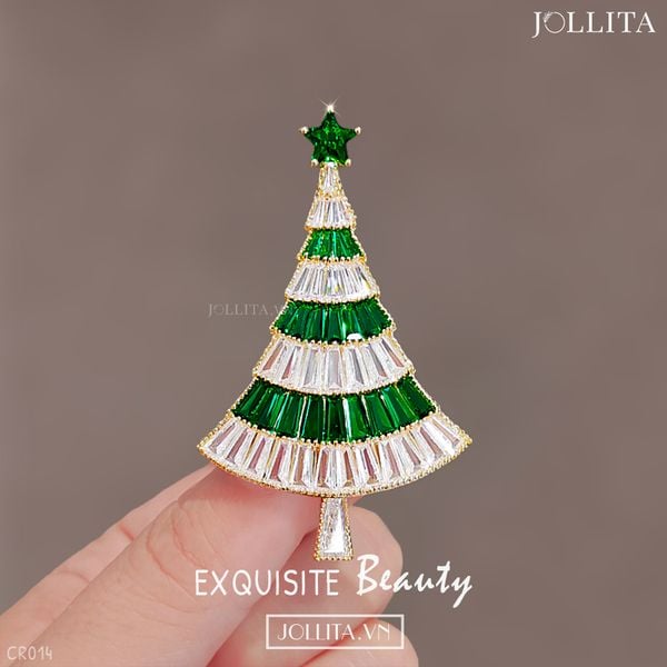  Ghim cài áo cây thông Noel đính đá cao cấp 