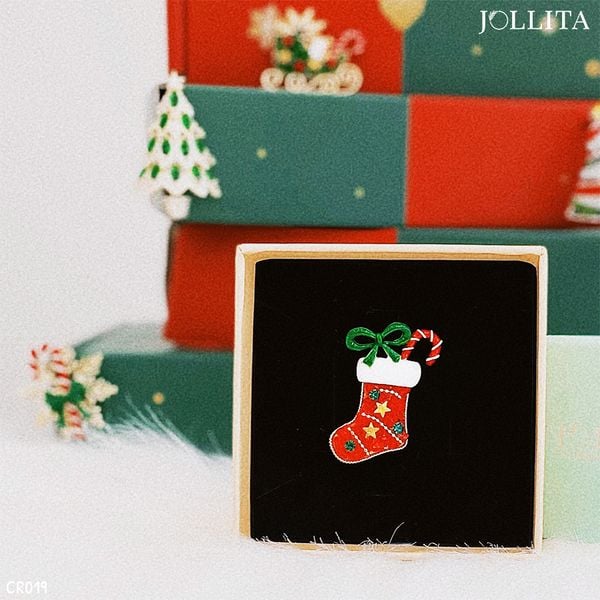  Ghim cài áo hình chiếc tất giáng sinh kute 