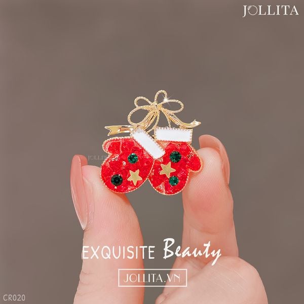  Ghim cài đôi bao tay đỏ giáng sinh đáng yêu 