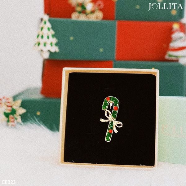  Ghim cài áo chiếc gậy kẹo giáng sinh kute 