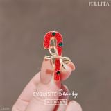  Ghim cài áo chiếc gậy kẹo giáng sinh kute 