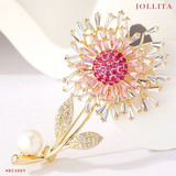  Trâm cài áo Bồ công anh dát đá đính ngọc trai cao cấp 