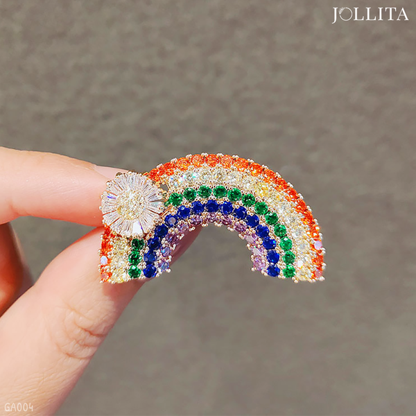  Trâm cài áo cầu vồng dát đá sắc màu thanh lịch 