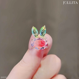  Pin cài áo thỏ ngọc đính đá pha lê hồng dễ thương 