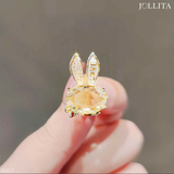  Pin cài áo thỏ ngọc LOVE đính đá vàng dễ thương 