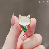  Pin cài áo nam châm mèo đá ngọc xanh cao cấp 