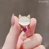  Pin cài áo nam châm mèo đá ngọc đỏ cao cấp 