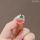  Pin cài quả táo đính đá hồng ngọc dễ thương 