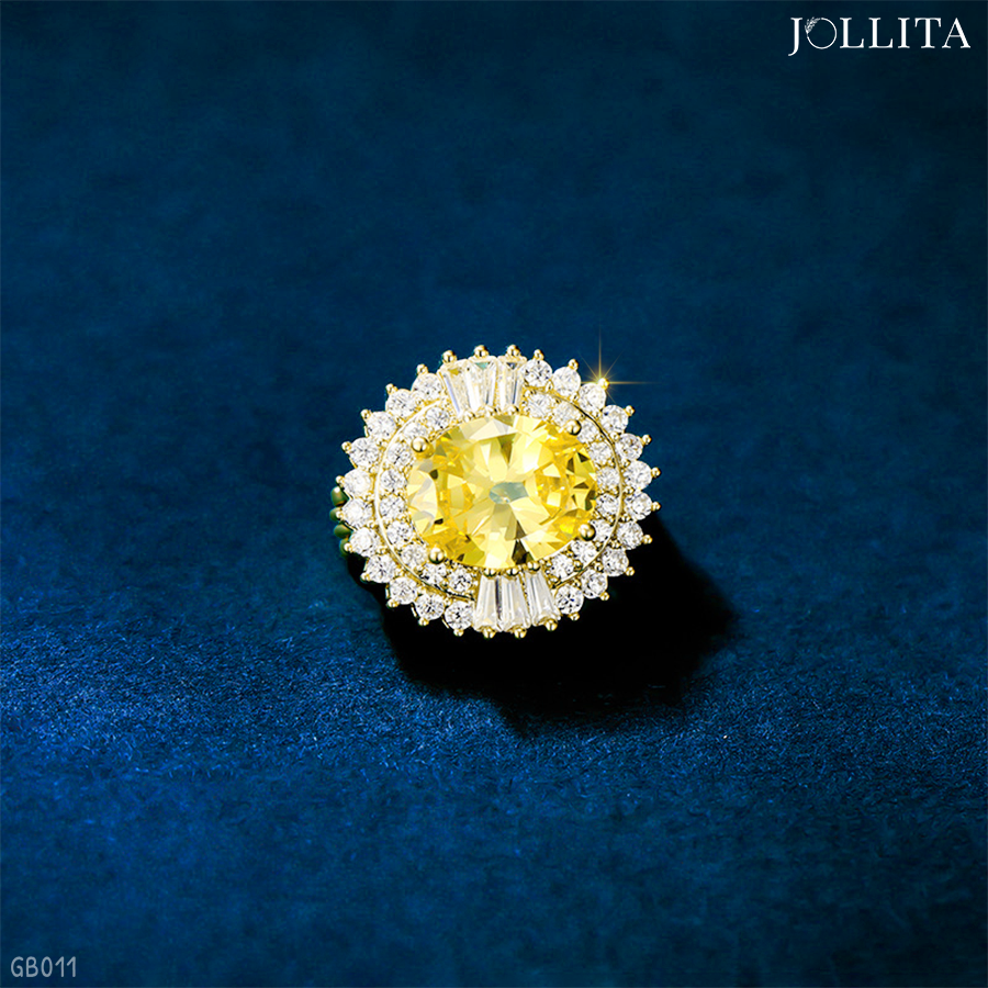  Pin cài áo nút pha lê vàng tinh tế 