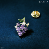  Pin cài áo chùm nho đính đá tím 