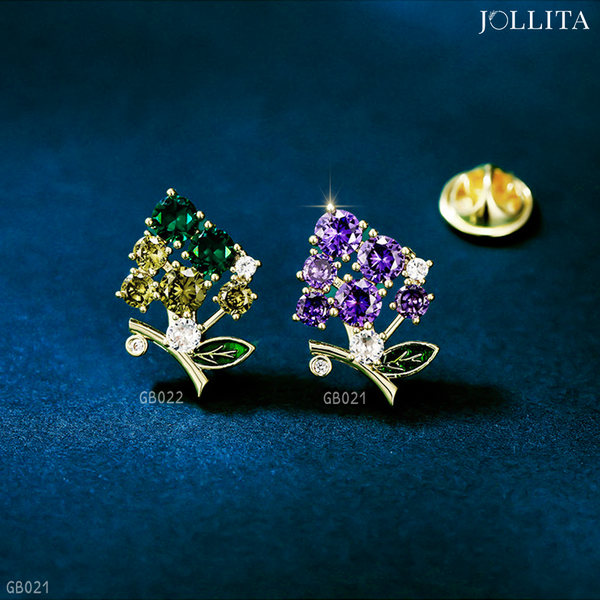  Pin cài áo chùm nho đính đá tím 