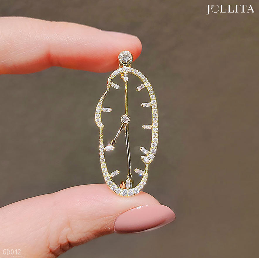  Trâm cài áo đồng hồ đính đá cá tính 