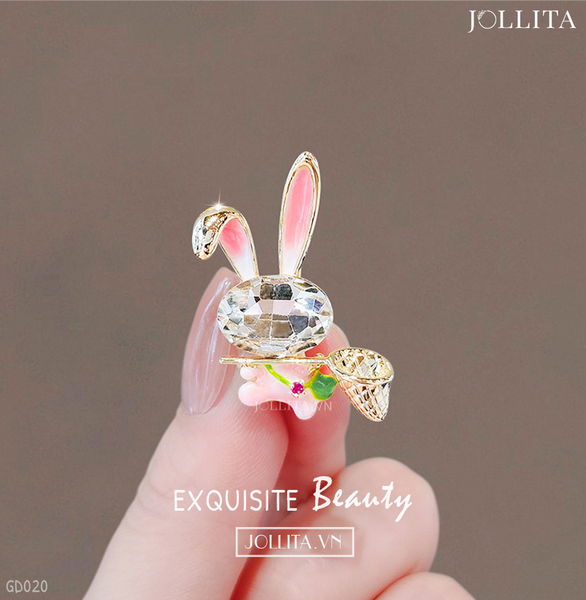  Ghim cài thỏ pha lê ngọc dát đá zicon cao cấp 
