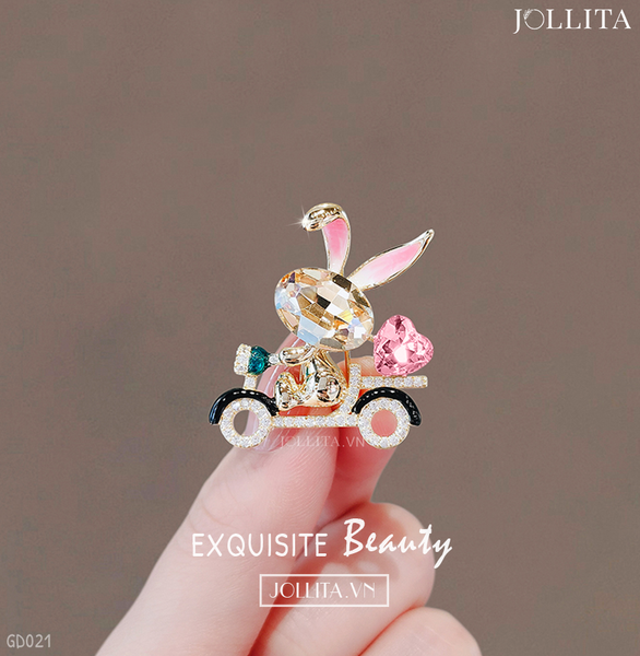  Ghim cài thỏ pha lê ngọc đi xe máy dễ thương cá tính 