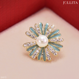  Pin cài áo hoa cúc đính ngọc trai thanh lịch 