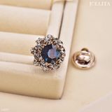  Pin cài áo vòng hoa pha lê xanh đính đá zircon cao cấp 