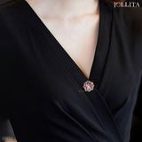  Pin cài áo vòng hoa pha lê tím đính đá zircon cao cấp 