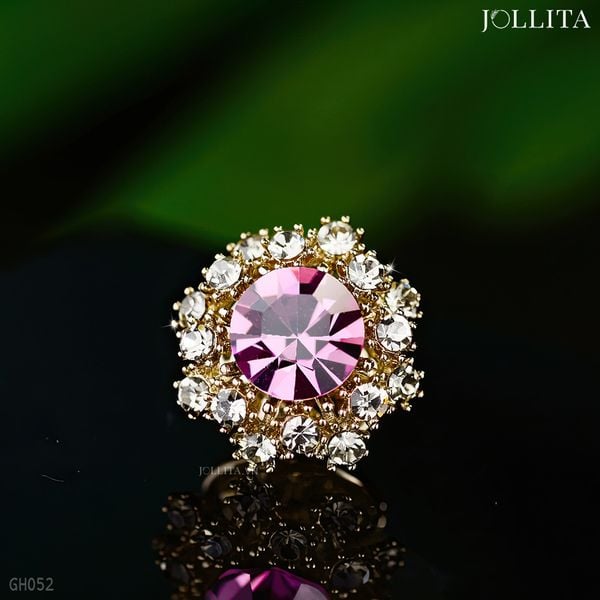  Pin cài áo vòng hoa pha lê tím đính đá zircon cao cấp 