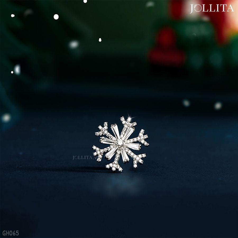  Pin cài áo bông hoa tuyết trắng  dát đá tinh tế 