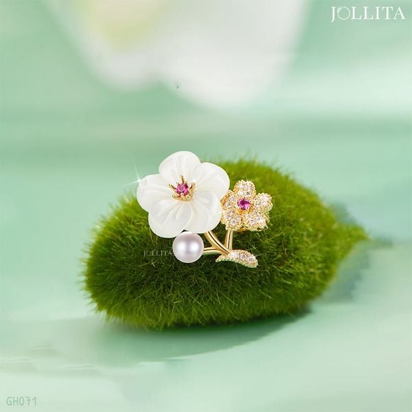  Ghim cài bông hoa nhỏ khảm xà cừ thanh lịch 