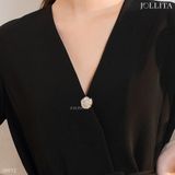  Pin cái áo hoàng kim hoa đính đá lấp lánh 