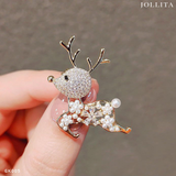  Trâm cài áo hươu dát đá thanh lịch 