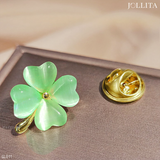  Pin cài áo cỏ bốn lá may mắn thanh lịch 