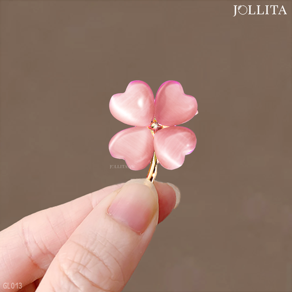  Ghim cài cỏ bốn lá hồng may mắn 