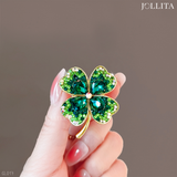  Trâm cài áo cỏ 4 lá đính đá xanh cao cấp 