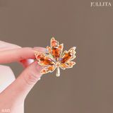  Pin cài áo lá phong đính đá đỏ thanh lịch 