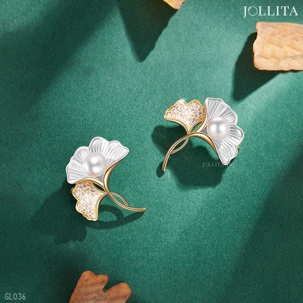  Trâm cài áo lá bạch quả đính ngọc trai thanh lịch 