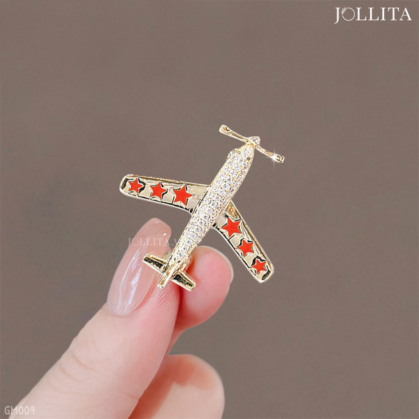  Ghim cài áo máy bay dát đá tinh tế 