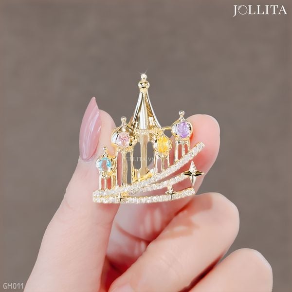  Ghim cài áo lâu đài đính đá pha lê dễ thương thanh lịch 