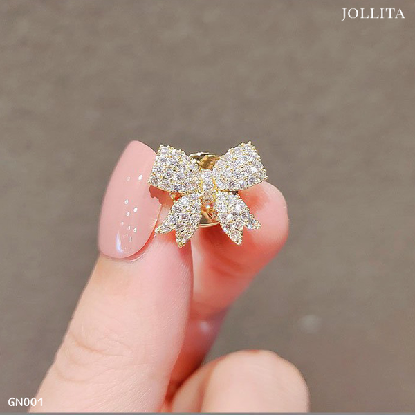  Pin cài áo vest Nơ Vàng đính đá sang trọng 