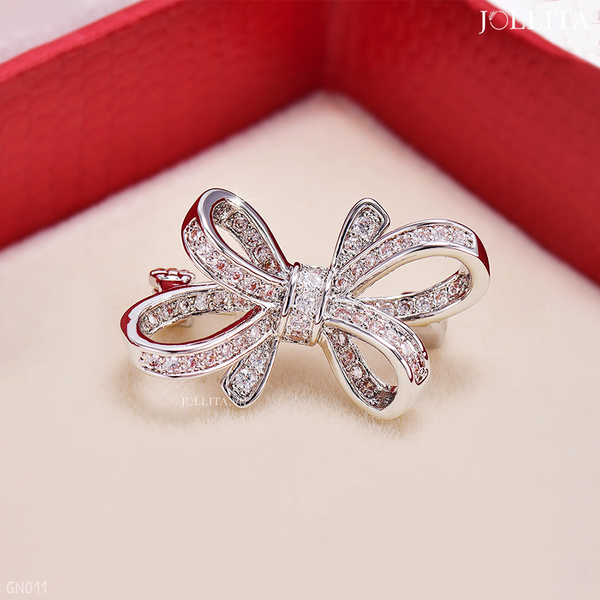  Ghim cài áo nơ bạch kim nhỏ đính cổ áo thanh lịch 