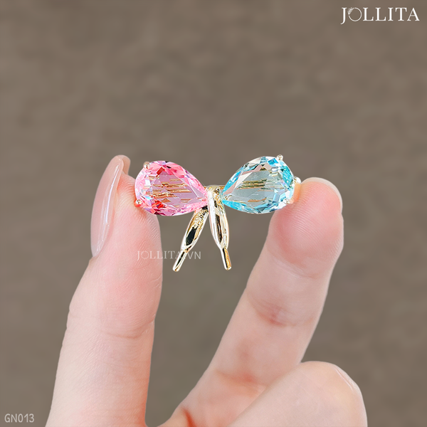  Ghim cài áo nơ đính đá sắc màu cao cấp 