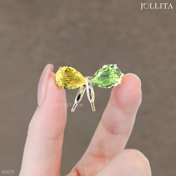  Ghim cài áo nơ đính đá sắc màu cao cấp 