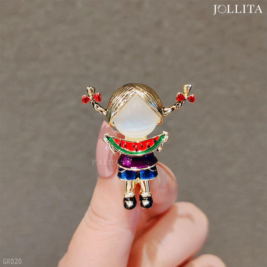  Ghim cài áo cô bé hoạt hình ăn dưa hấu dễ thương 