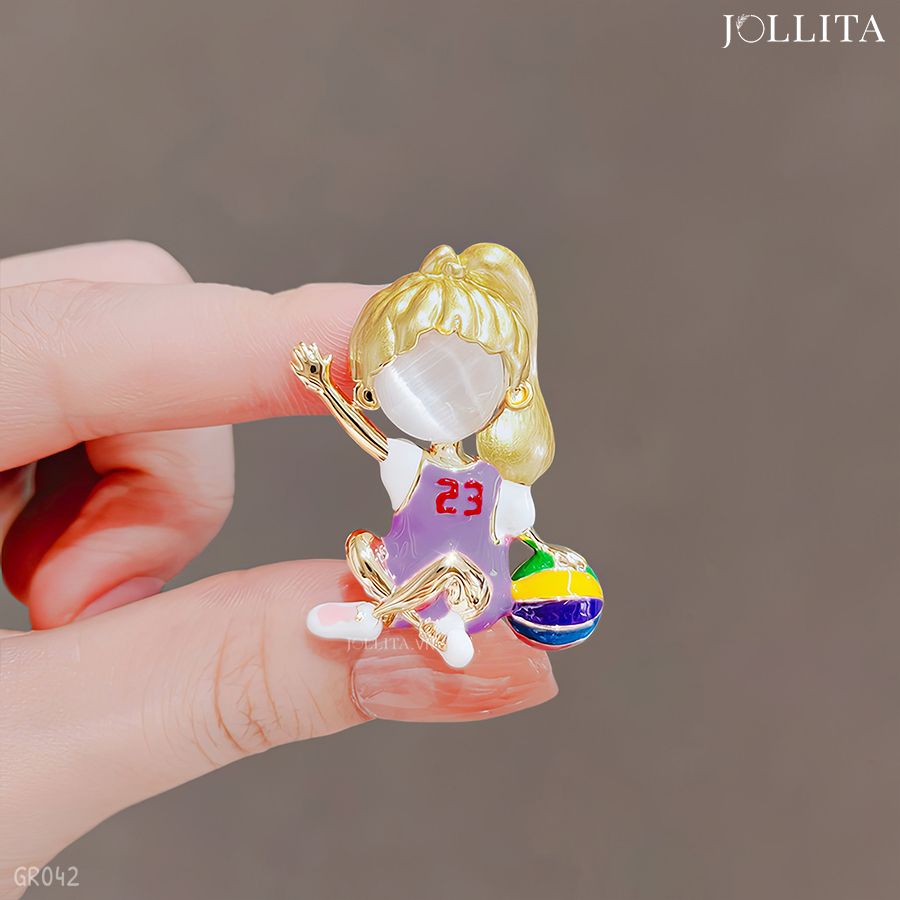  Ghim cài áo cô gái chơi bóng rổ dễ thương 