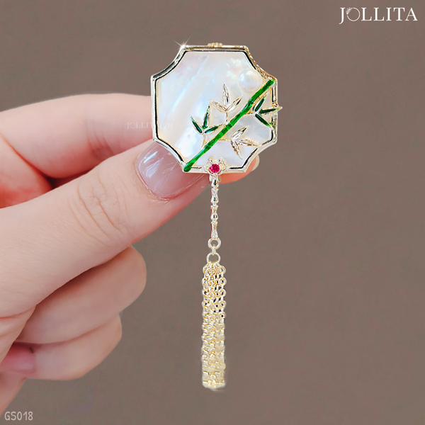  Trâm cài áo khắc lũy tre tua rua thanh lịch cổ điển 