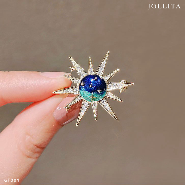  Ghim cài áo liên mặt trời dát đá sang trọng 