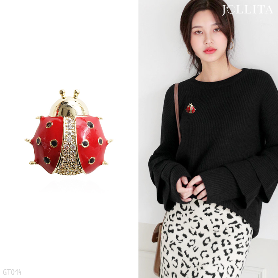  Pin cài áo bọ rùa dát đá tinh tế 